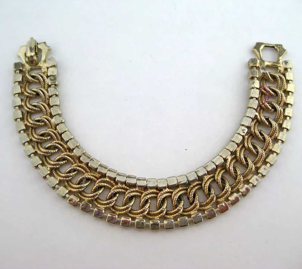Fabulous Gold-tone Double Link Bracelet Edged in … - image 4