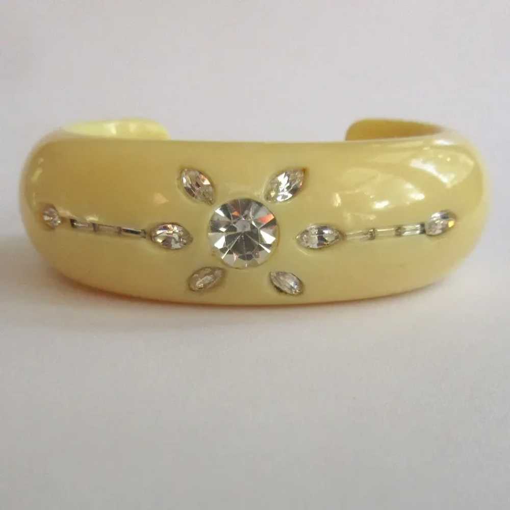 Vintage Rhinestone Thermoplastic Cuff Bracelet, 4… - image 2