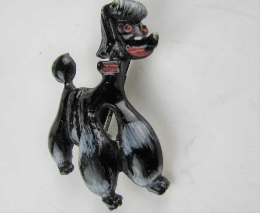 Perky Petite Black Enamelled Poodle With Red Acce… - image 11