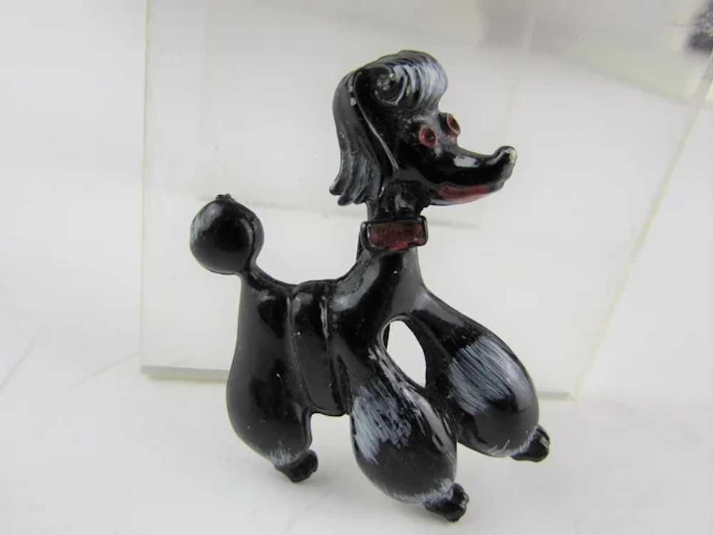 Perky Petite Black Enamelled Poodle With Red Acce… - image 4