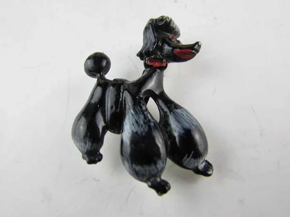 Perky Petite Black Enamelled Poodle With Red Acce… - image 6