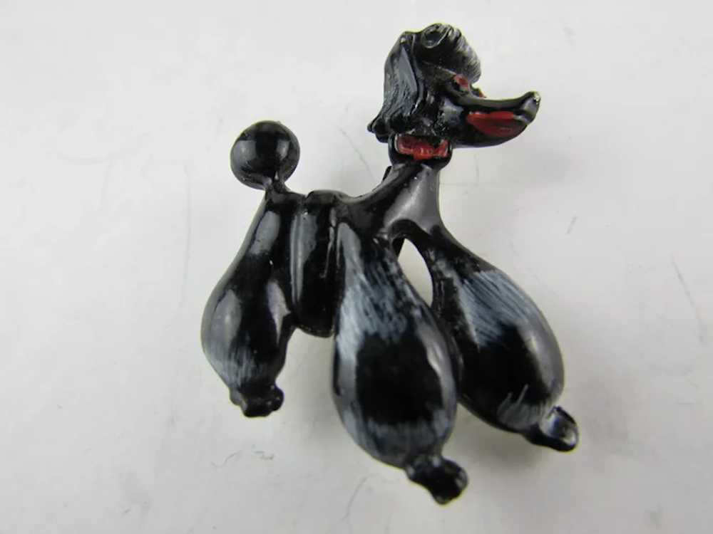 Perky Petite Black Enamelled Poodle With Red Acce… - image 8