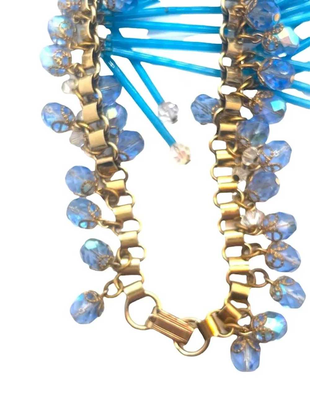 Vintage Turquoise Blue Tube Bead, Crystal Bead En… - image 3