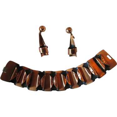 Late '40s Renoir Aluminum Backed Copper Bracelet … - image 1