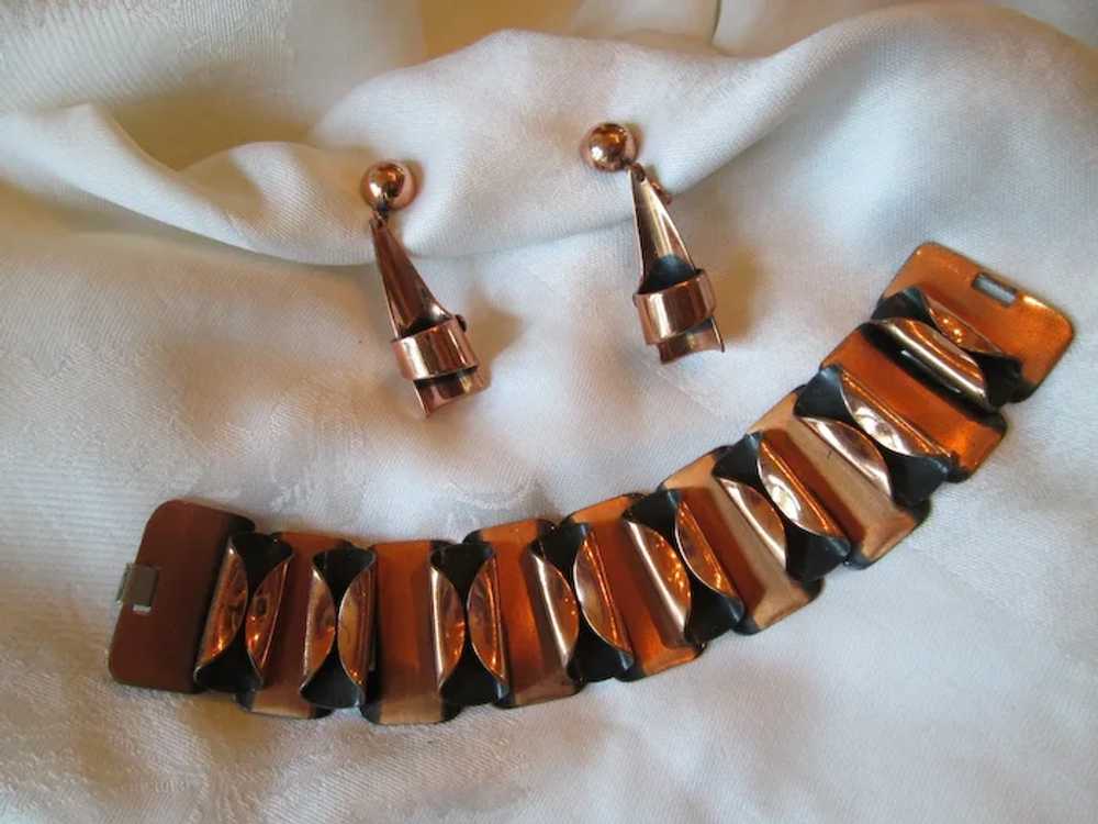 Late '40s Renoir Aluminum Backed Copper Bracelet … - image 2