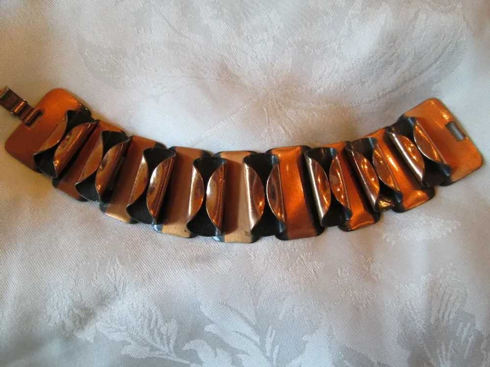 Late '40s Renoir Aluminum Backed Copper Bracelet … - image 3