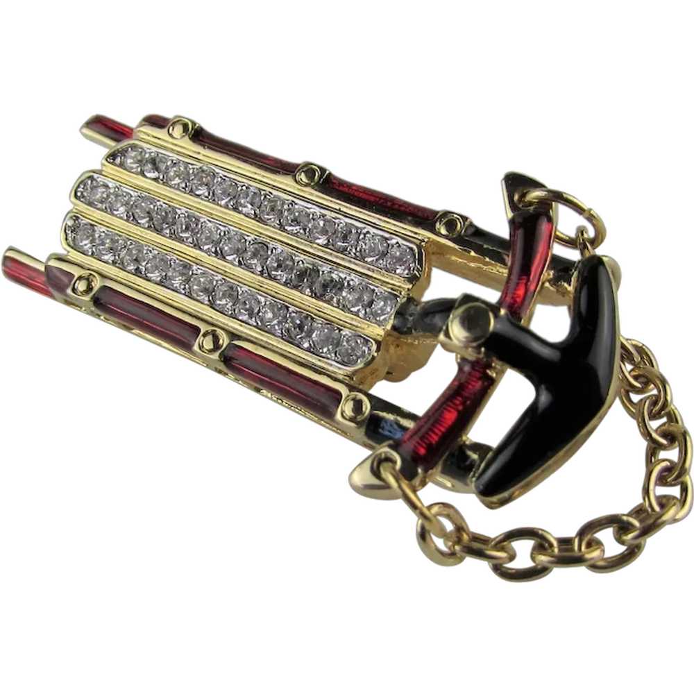 Swarovski Sled Enamelled and Bejeweled Pin - image 1