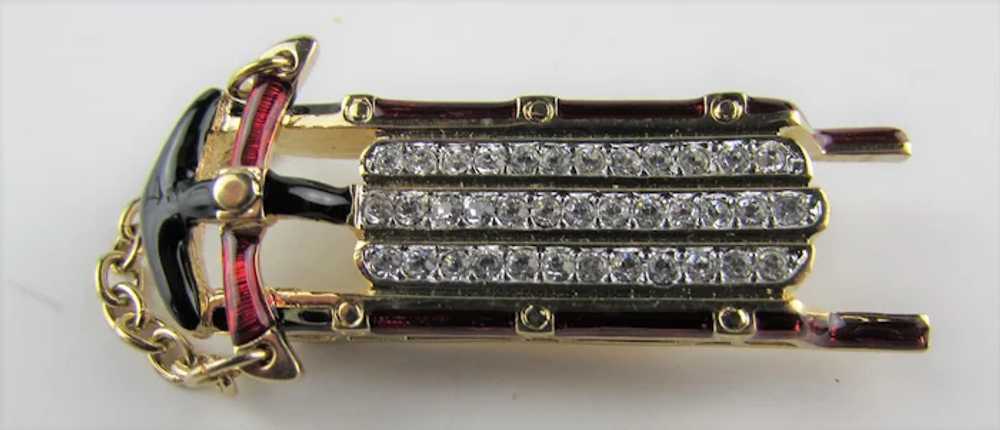 Swarovski Sled Enamelled and Bejeweled Pin - image 2