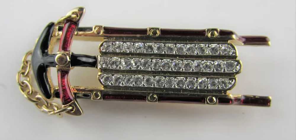 Swarovski Sled Enamelled and Bejeweled Pin - image 4