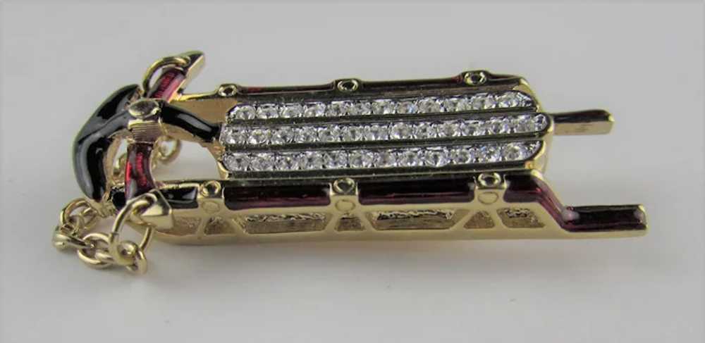 Swarovski Sled Enamelled and Bejeweled Pin - image 6