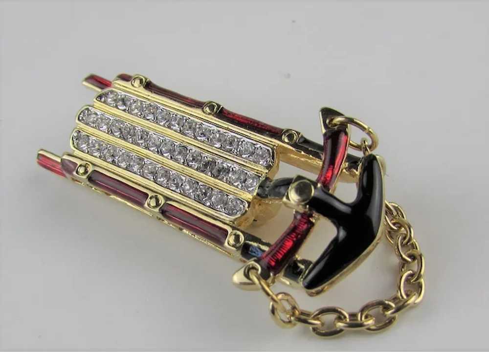 Swarovski Sled Enamelled and Bejeweled Pin - image 7