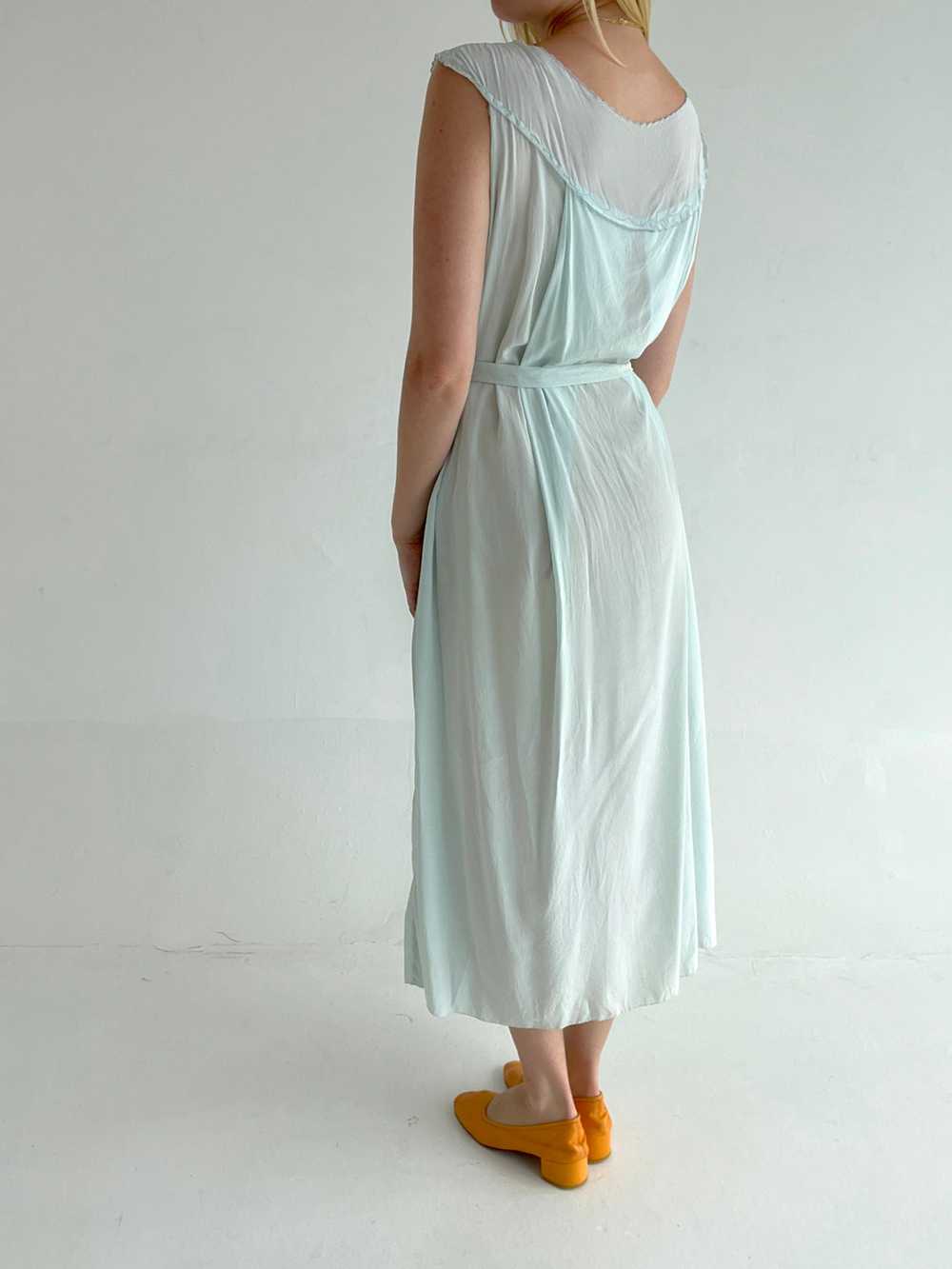 1930's Baby Blue Silk Dress with Pink and Blue Fl… - image 7