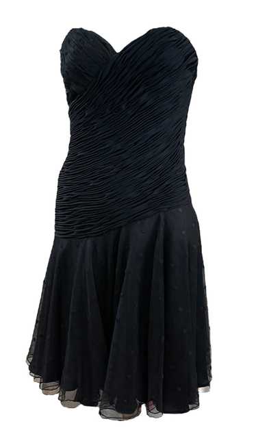 Loris Azzaro 80s Black Strapless Party Dress with 