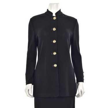 St. John Basics Long Black Jacket w/ Nehru Collar - image 1