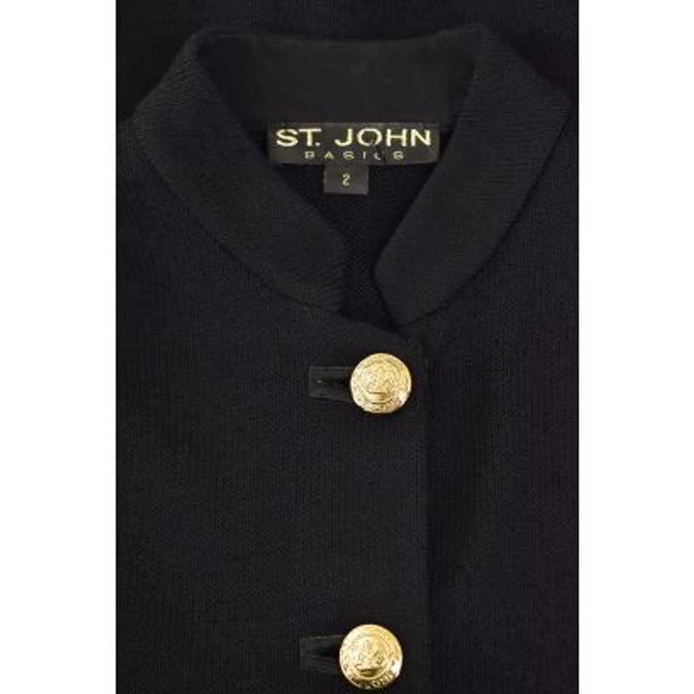 St. John Basics Long Black Jacket w/ Nehru Collar - image 7