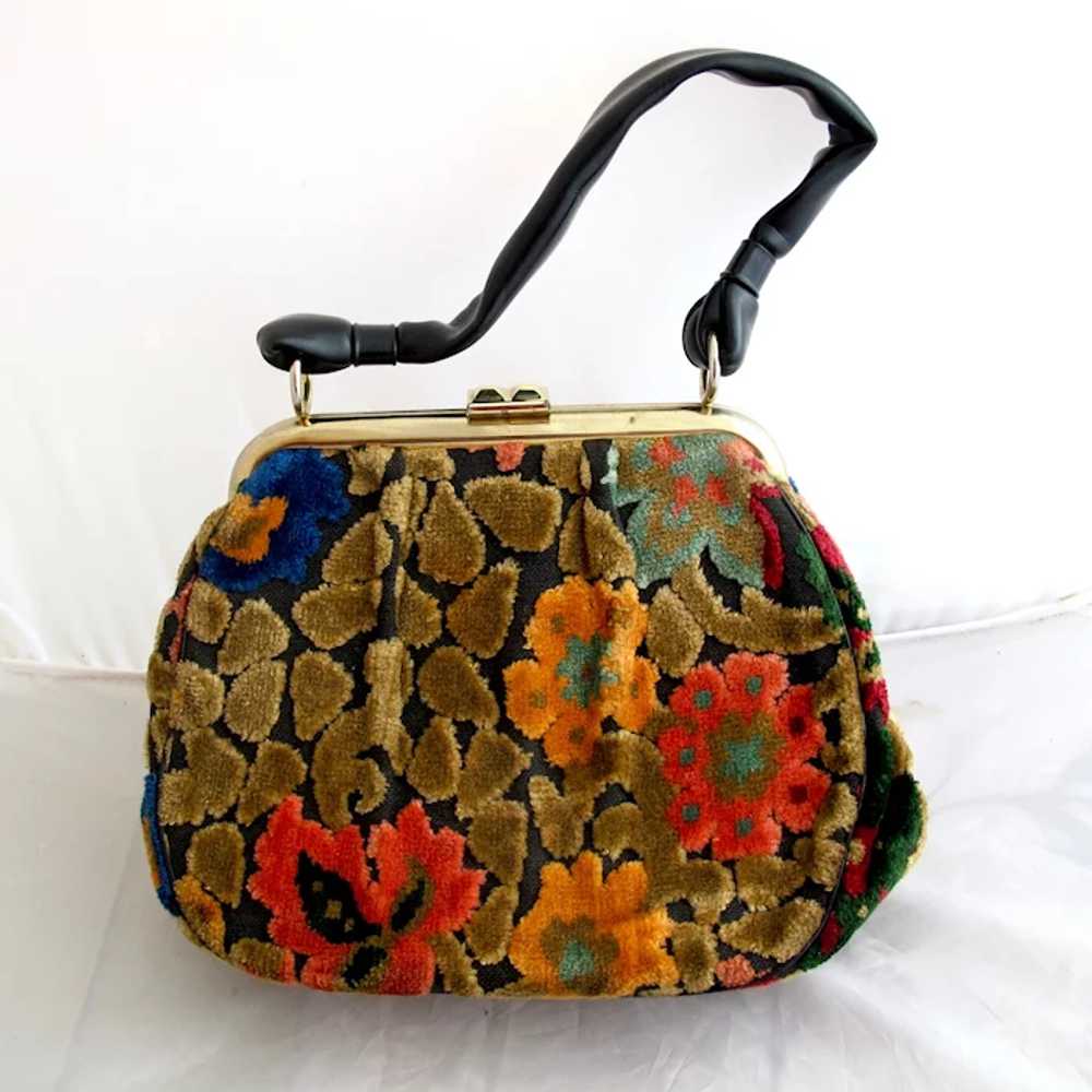 Vintage Chenille Tapestry Purse in Fall Colors - image 4