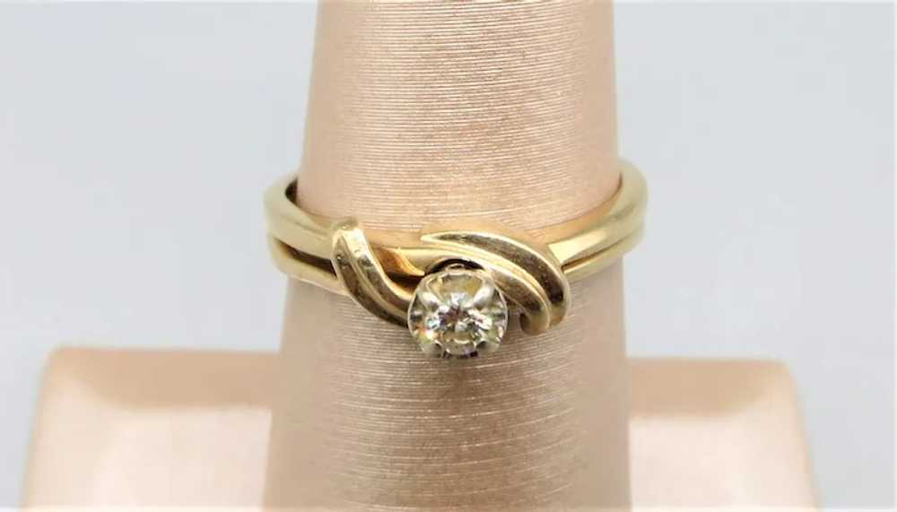 VINTAGE  14K Yellow Gold Wedding Set with Diamond… - image 6