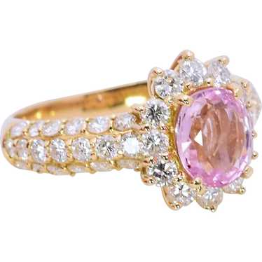 2ct Padparadscha Sapphire Diamond Ring 18k Yellow 