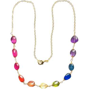 One of a Kind Multi Gemstone Nugget Bead Necklace… - image 1