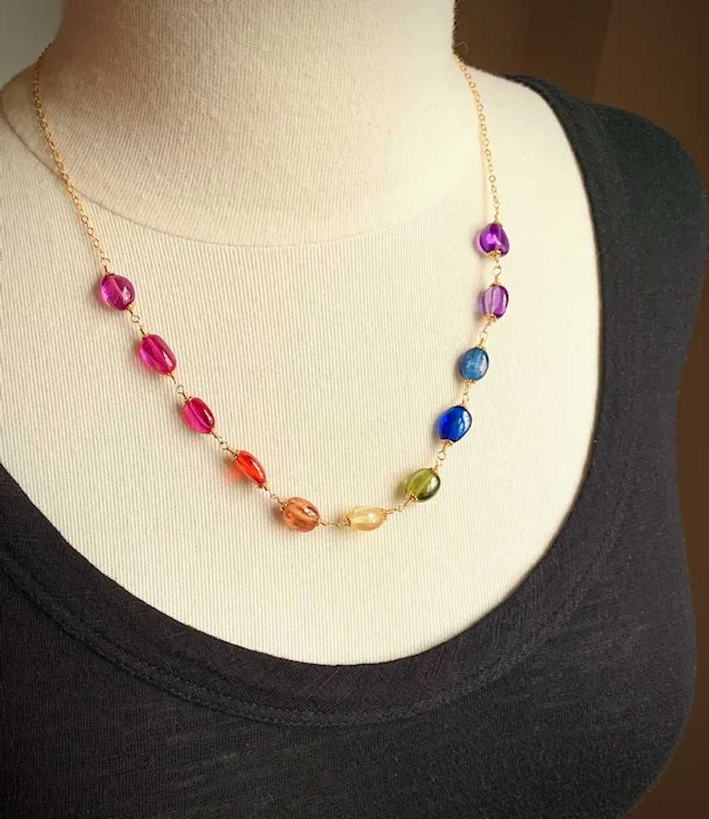 One of a Kind Multi Gemstone Nugget Bead Necklace… - image 2