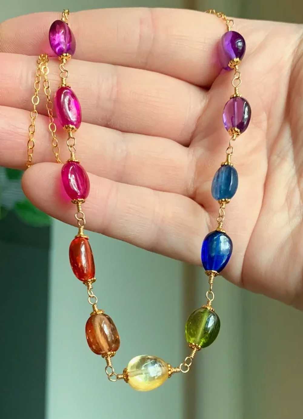 One of a Kind Multi Gemstone Nugget Bead Necklace… - image 3