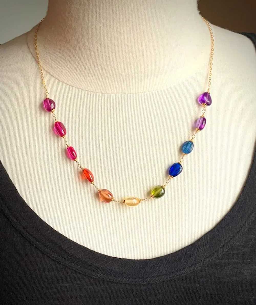 One of a Kind Multi Gemstone Nugget Bead Necklace… - image 4