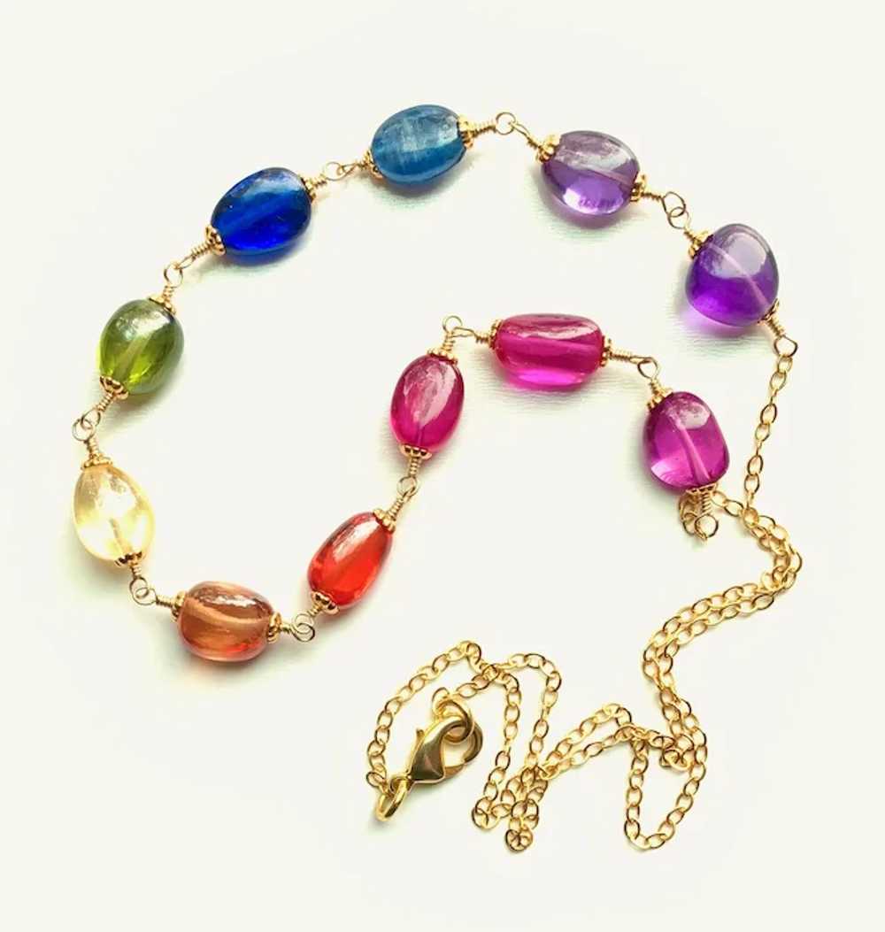One of a Kind Multi Gemstone Nugget Bead Necklace… - image 5
