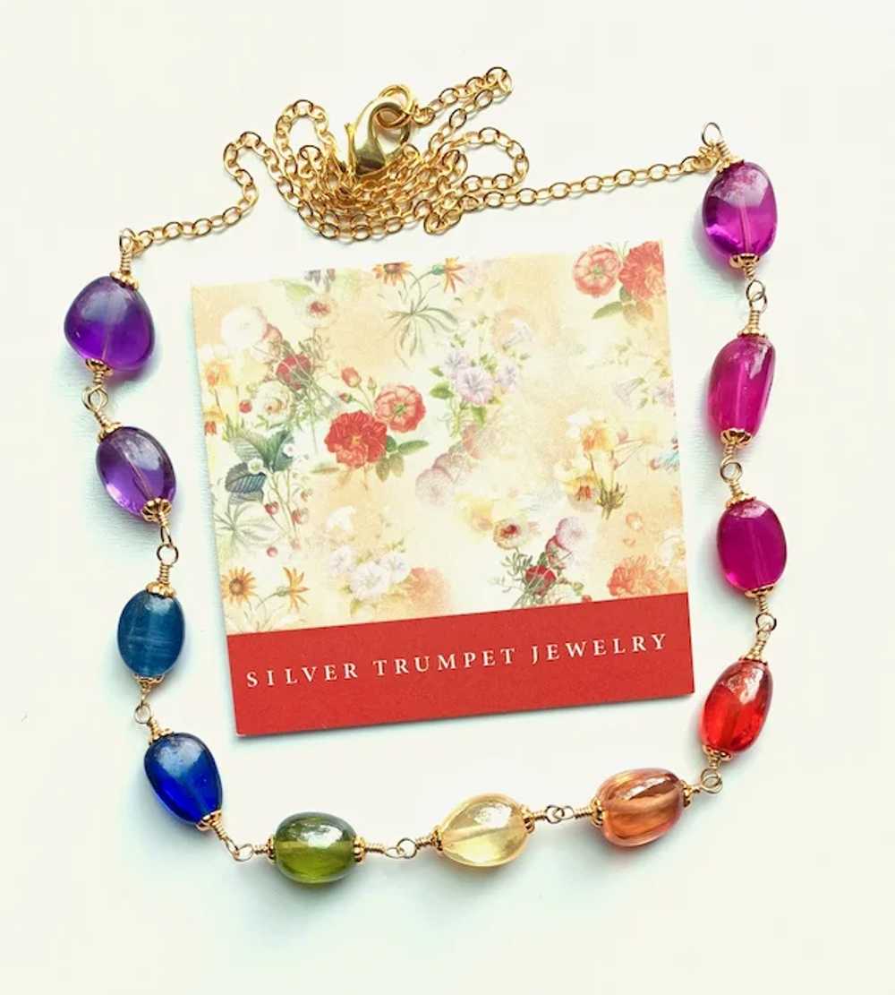 One of a Kind Multi Gemstone Nugget Bead Necklace… - image 6