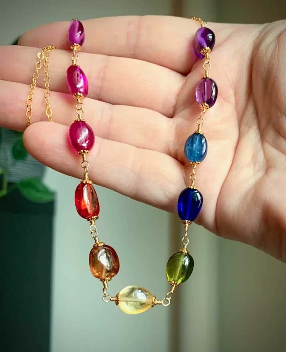 One of a Kind Multi Gemstone Nugget Bead Necklace… - image 7