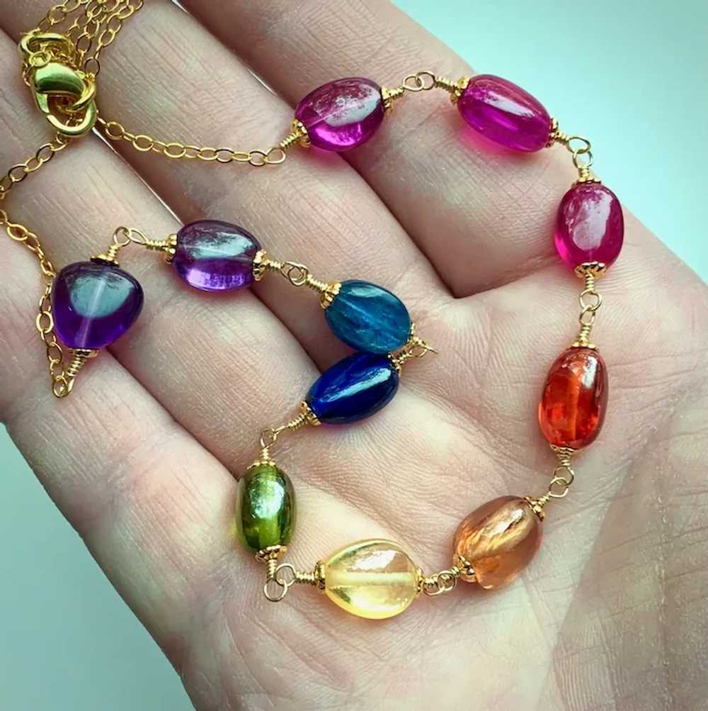 One of a Kind Multi Gemstone Nugget Bead Necklace… - image 8