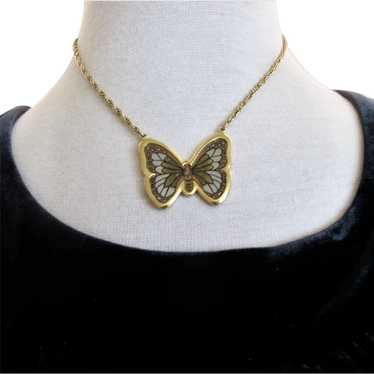 Vintage Trifari Butterfly Pendant Necklace