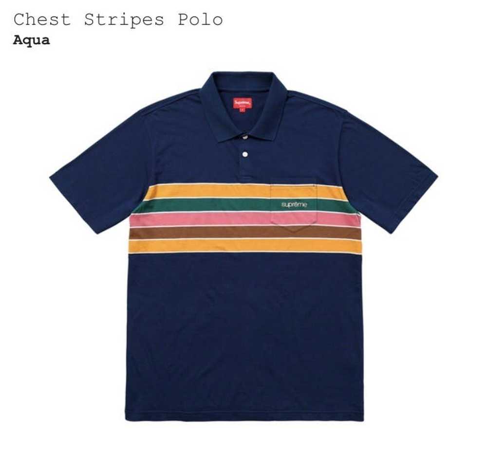 Supreme Supreme Chest Stripes Aqua Navy Polo Size… - image 1