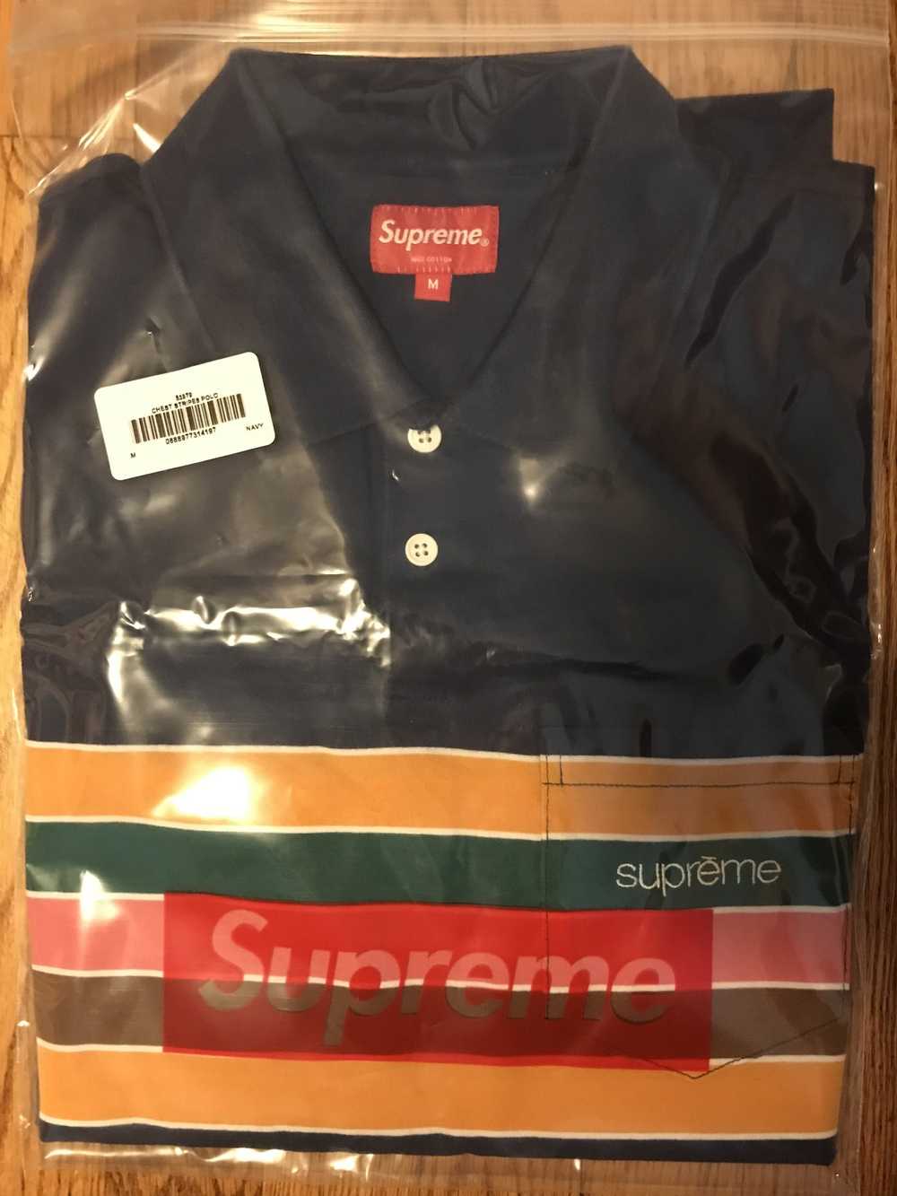 Supreme Supreme Chest Stripes Aqua Navy Polo Size… - image 2