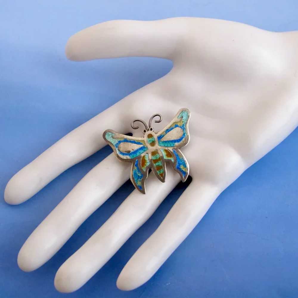 Vintage Taxco Sterling Silver Crurshed Turquoise … - image 8