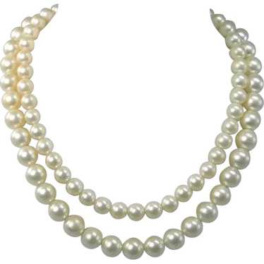 Vintage Faux Pearl Necklace 2-Strand - image 1