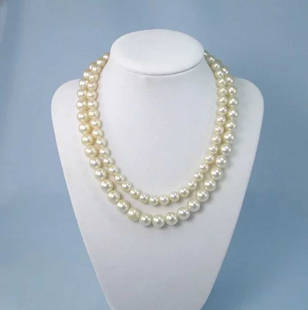 Vintage Faux Pearl Necklace 2-Strand - image 4