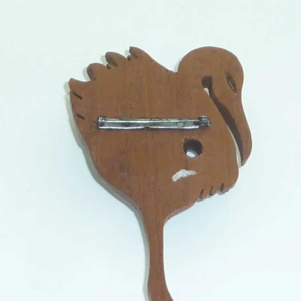 Large Wooden Carved Stork Pin - image 2