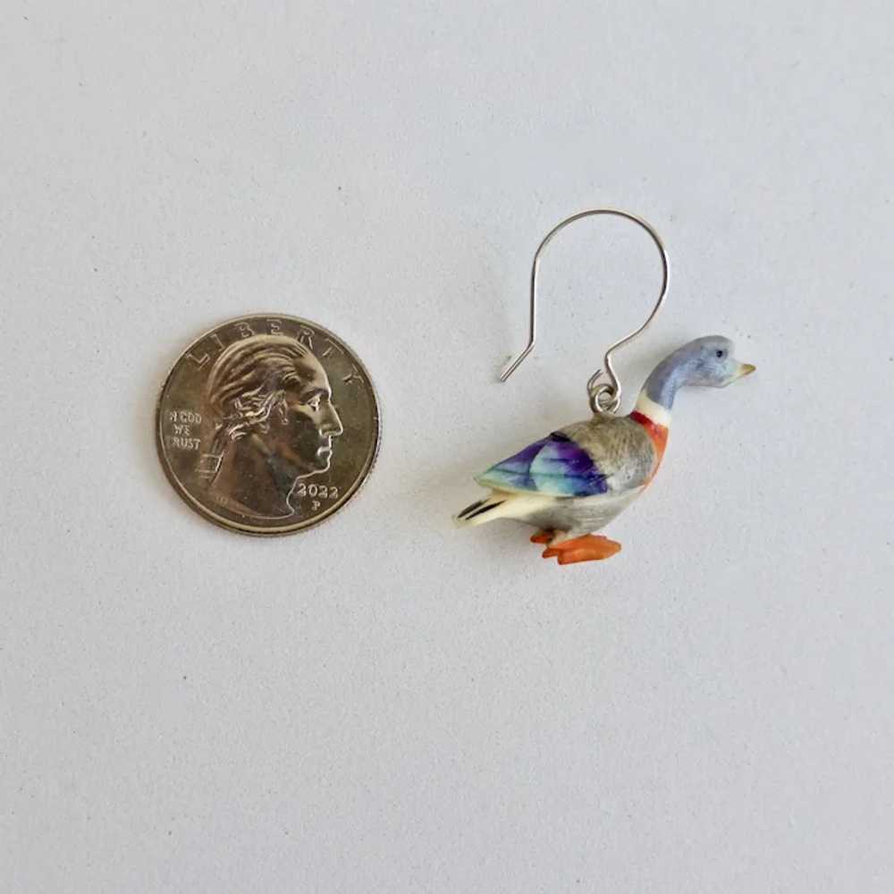 Vintage Hand Painted Colorful Celluloid Geese Ear… - image 5