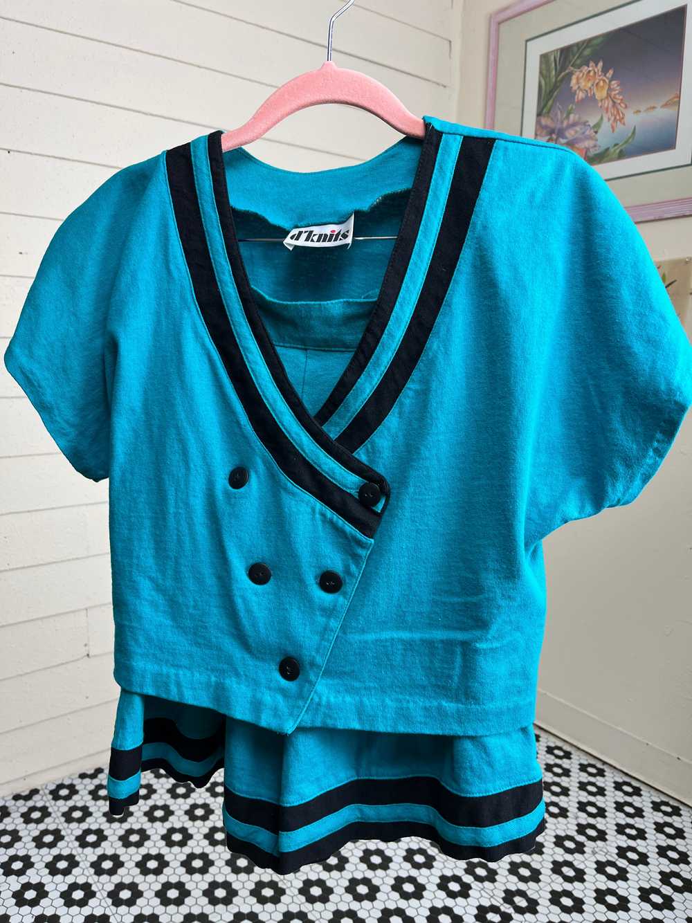 80s BLUE CROPPED BLAZER AND SHORTS SET - image 4