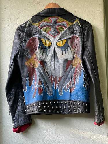 ジャケット・アウター vintage hand paint leather poncho ジャケット・アウター vintage hand paint leather poncho Lined