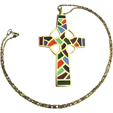 Terra Sancta Guild Cross Pendant Necklace Gilt St… - image 1