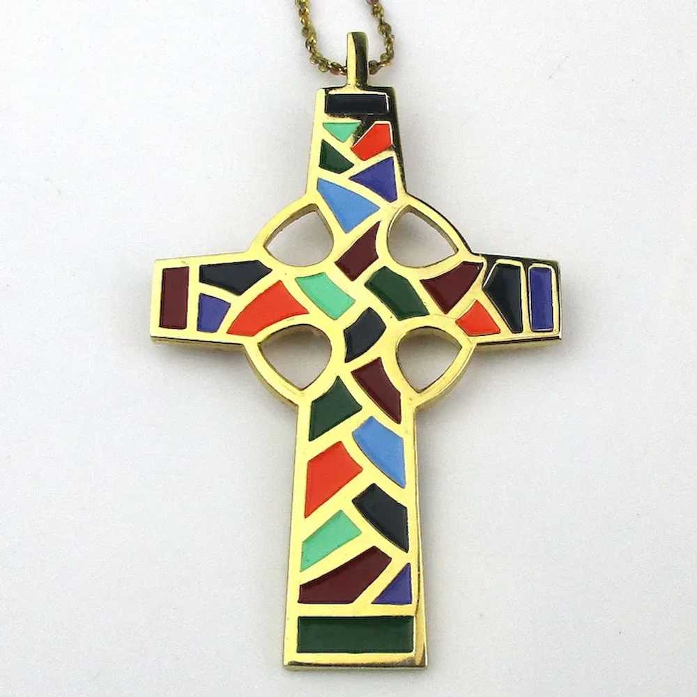 Terra Sancta Guild Cross Pendant Necklace Gilt St… - image 2