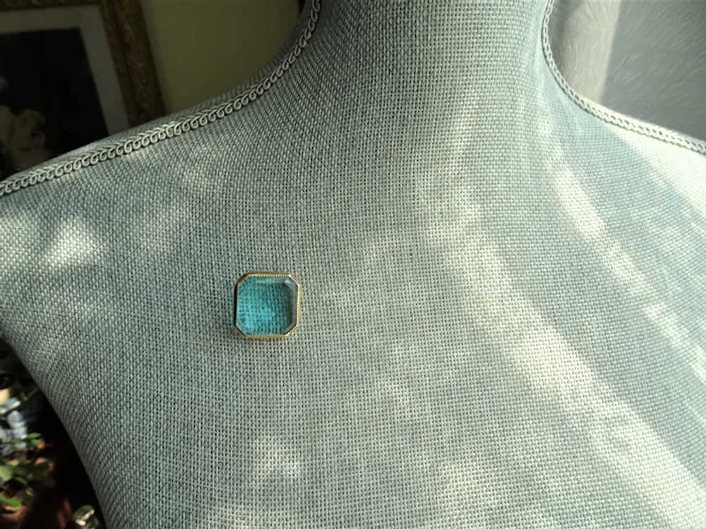 UNIQUE Antique Faceted Blue Glass Brooch, Beautif… - image 2