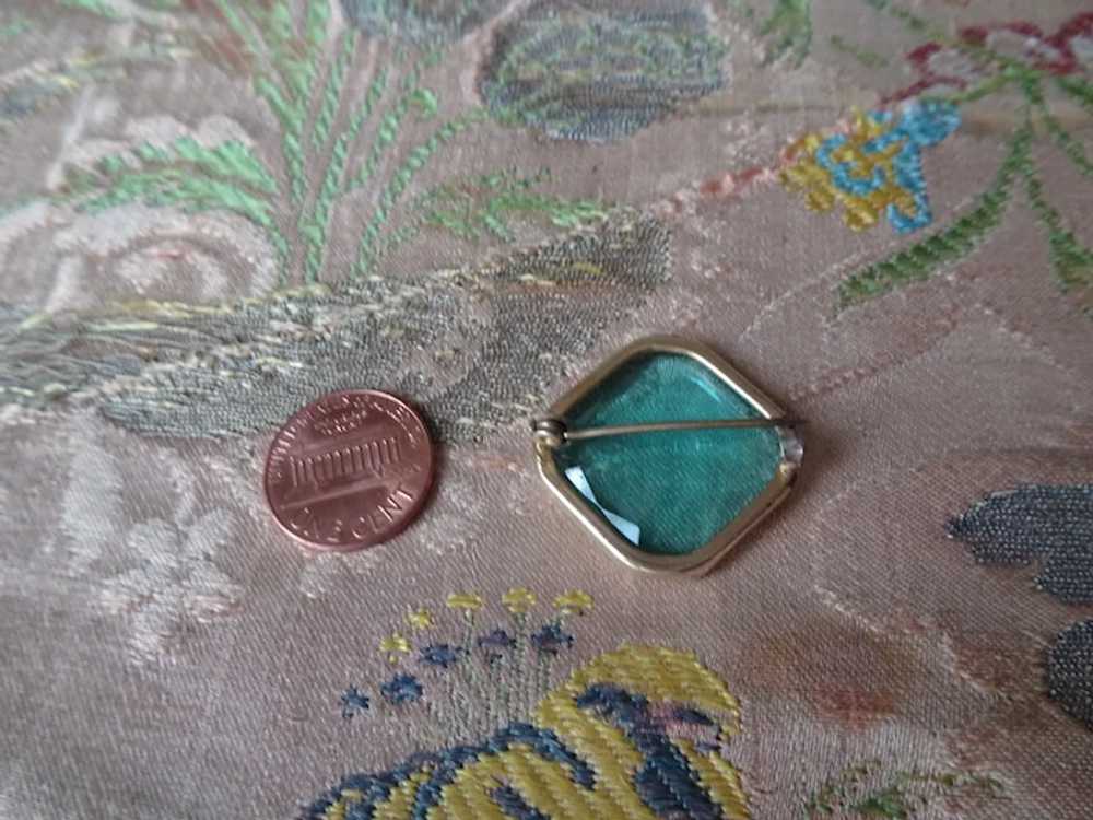 UNIQUE Antique Faceted Blue Glass Brooch, Beautif… - image 5