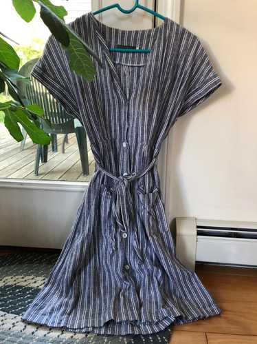 HFEN Boutique Striped Linen buttondown dress (med… - image 1