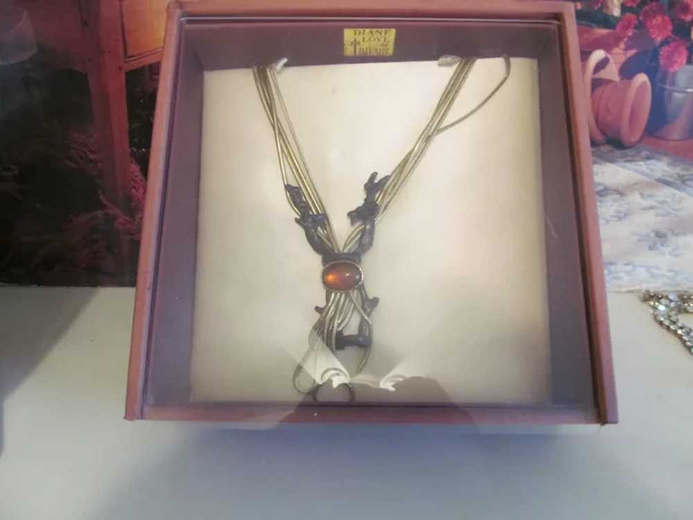 Diane Love for Trifari Two headed Deer necklace i… - image 3