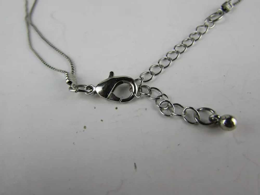 Vintage Silver Tone Double Chain Necklace with Bl… - image 12