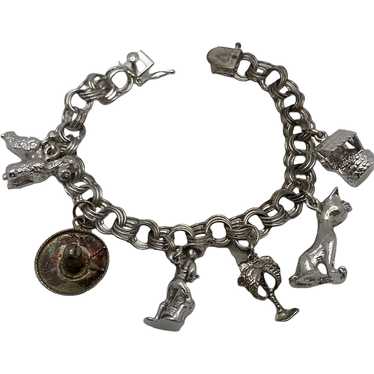 Vintage Sterling Silver Link Charm Bracelet - image 1