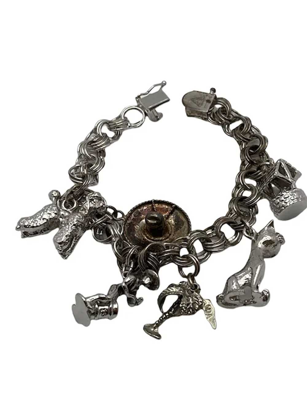 Vintage Sterling Silver Link Charm Bracelet - image 2