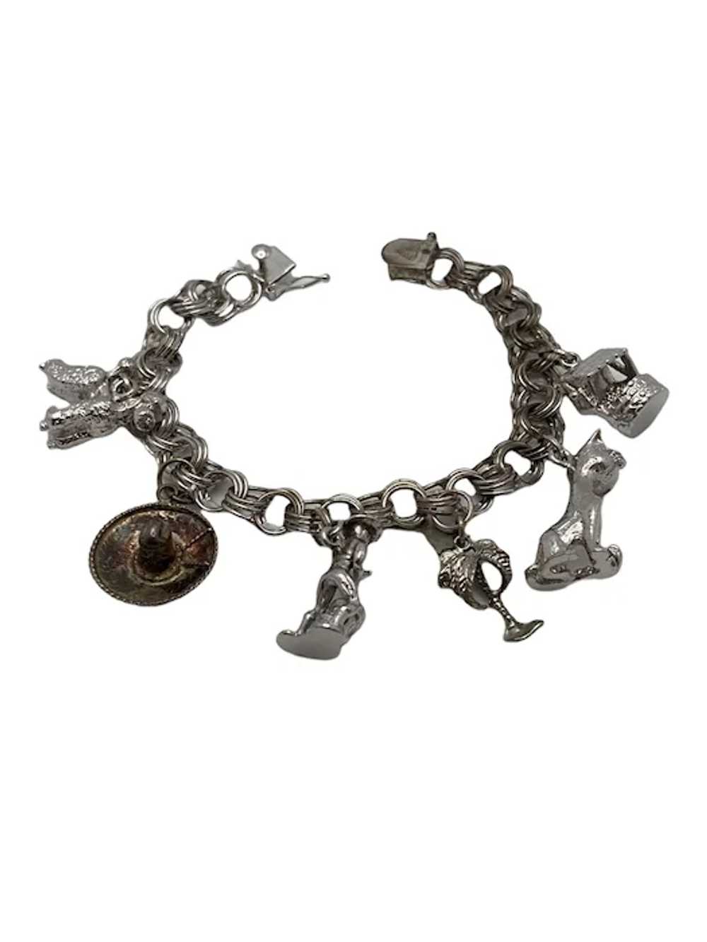 Vintage Sterling Silver Link Charm Bracelet - image 3